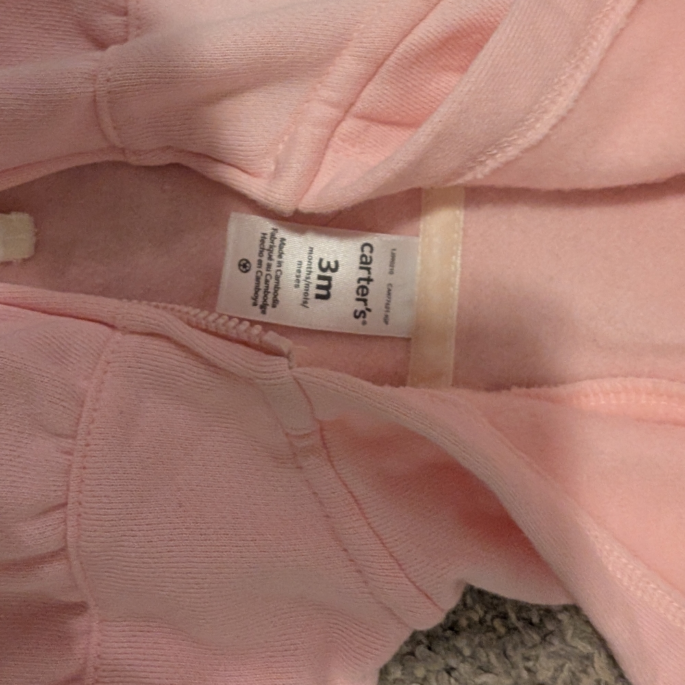 3 For $18 Carter's Light Pink Zip-Up Hoodie - Picture 3 of 5
